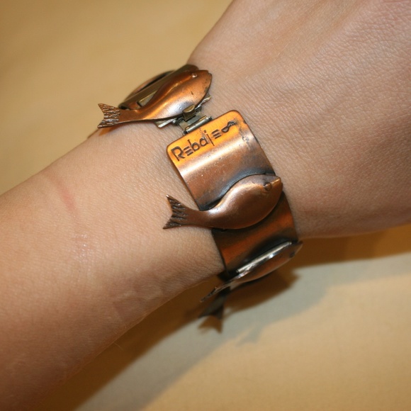 Mid Century Rebajes Copper Wide Fish Bracelet - Picture 5 of 8